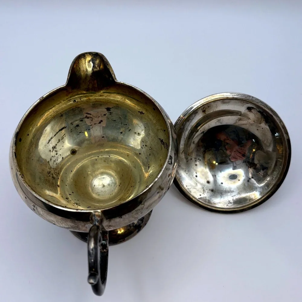 Vtg Silver Plated Teapot Towle William Adams Moody Aged Patina Vermial Gold Wash